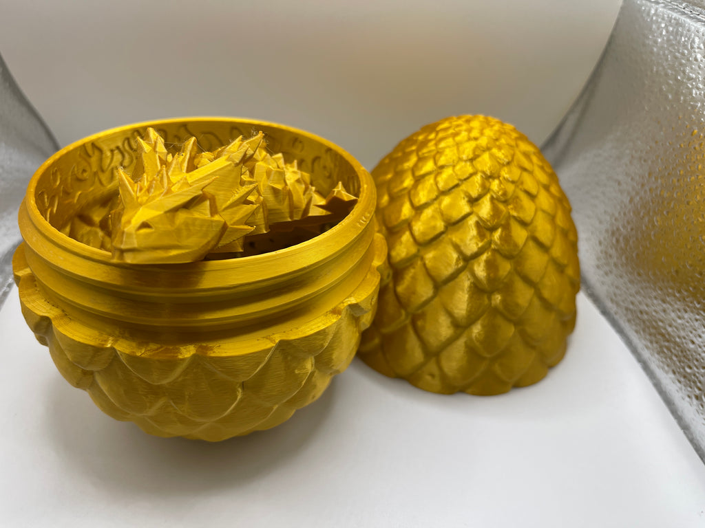 50cm Golden Articulated Crystal Dragon & Large Gold Dragon Egg Combo