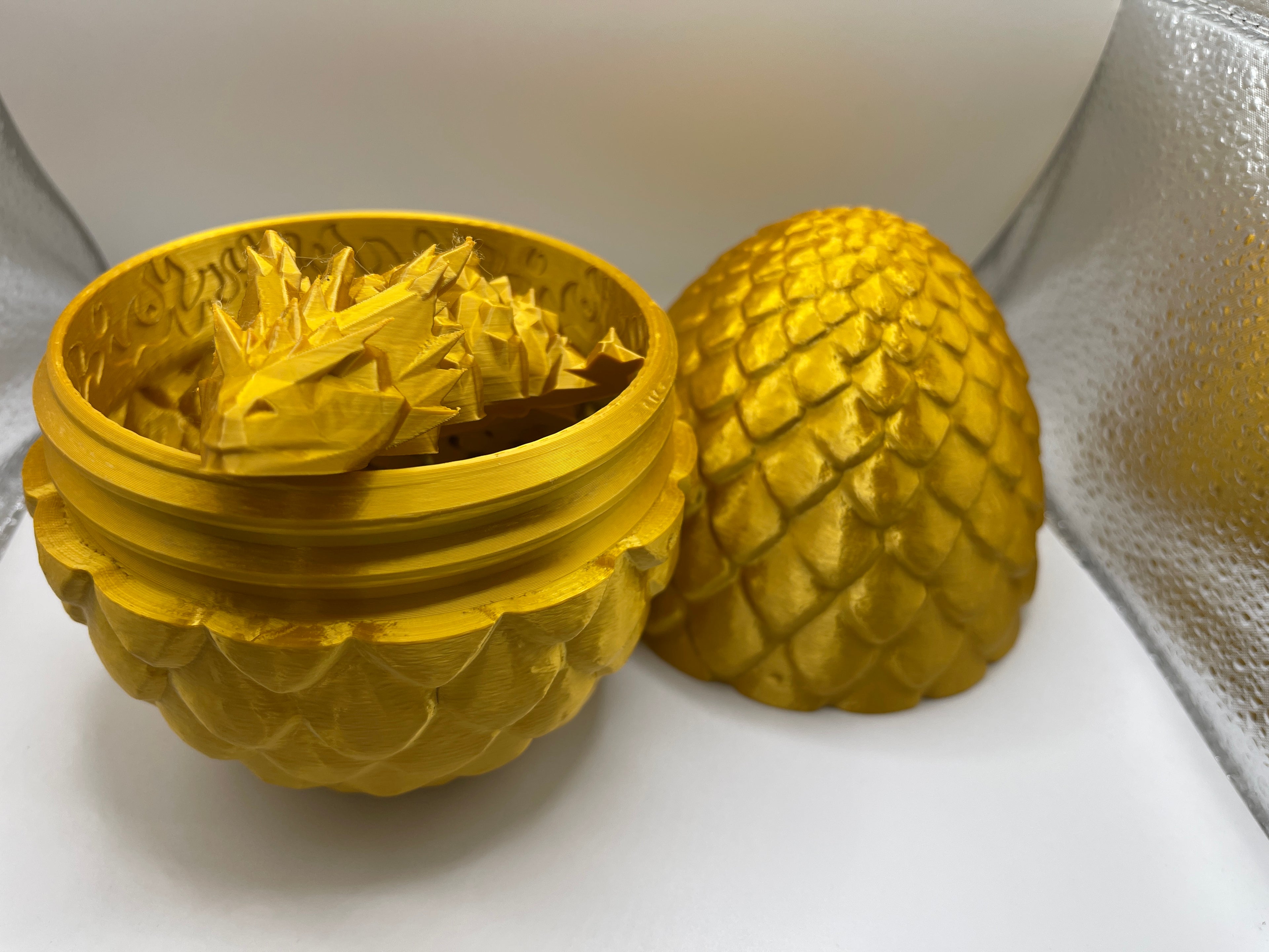 50cm Golden Articulated Crystal Dragon & Large Gold Dragon Egg Combo