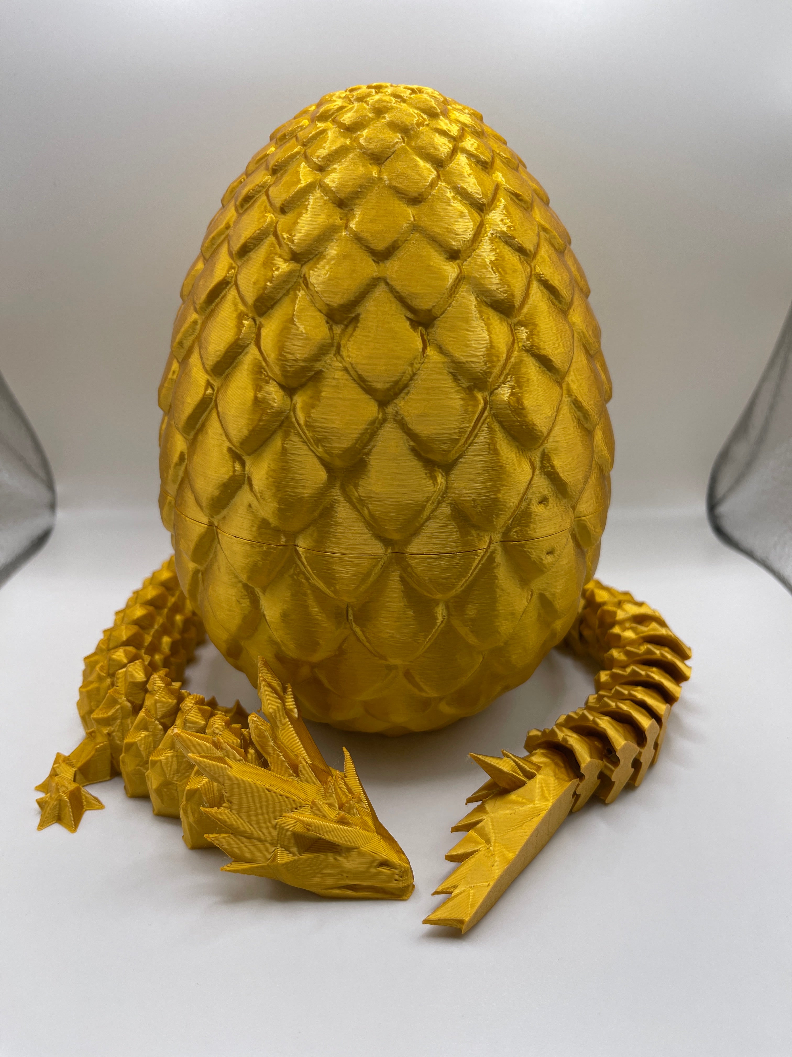 50cm Golden Articulated Crystal Dragon & Large Gold Dragon Egg Combo