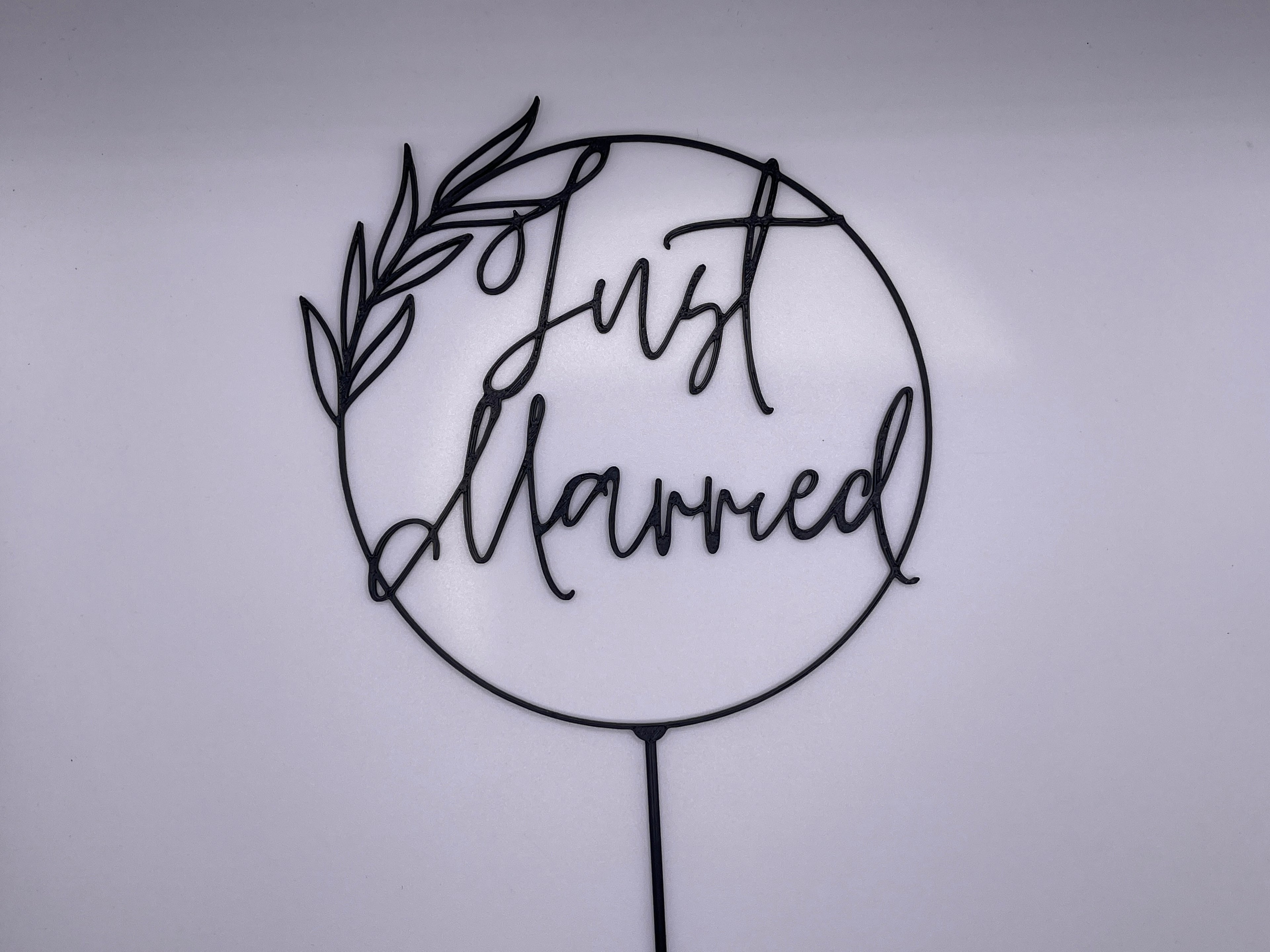 3d Printed - Just Married Wedding Cake Topper